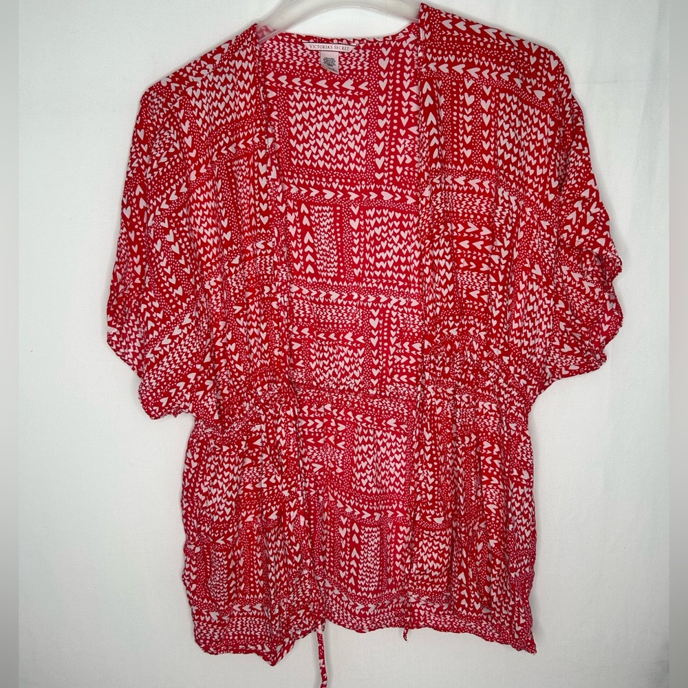 Victoria’s Secret Red Heart Kimono Robe OS One Size Fits Most Small Medium Large